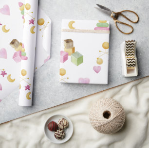 Baby Girl Watercolor Theme Kinderdusche Geschenkpapier