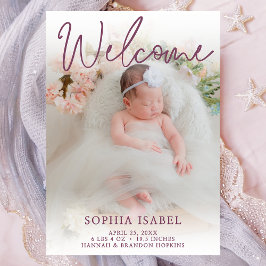 Baby Girl Welcome Foto Geburtserklärung Einladung