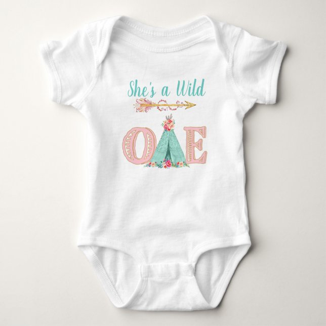 Baby Girl Wild One Birthday Party Shirts (Vorderseite)