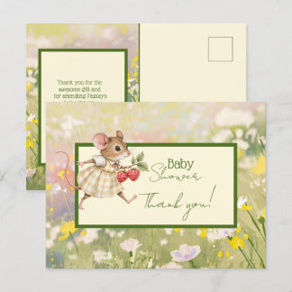 Baby Girl Woodland Animal Dusche Vielen Dank Postkarte