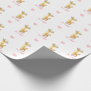 Baby Girl Wrapping Paper Pink Deer (Es ist ein Mäd Geschenkpapier