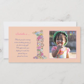 Baby Girls 1. Geburtstag Danke Foto Card