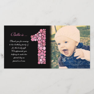 Baby Girls 1. Geburtstag Danke Foto Card