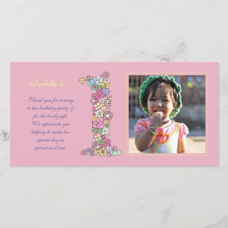 Baby Girls 1. Geburtstag Vielen Dank Foto Card Dankeskarte