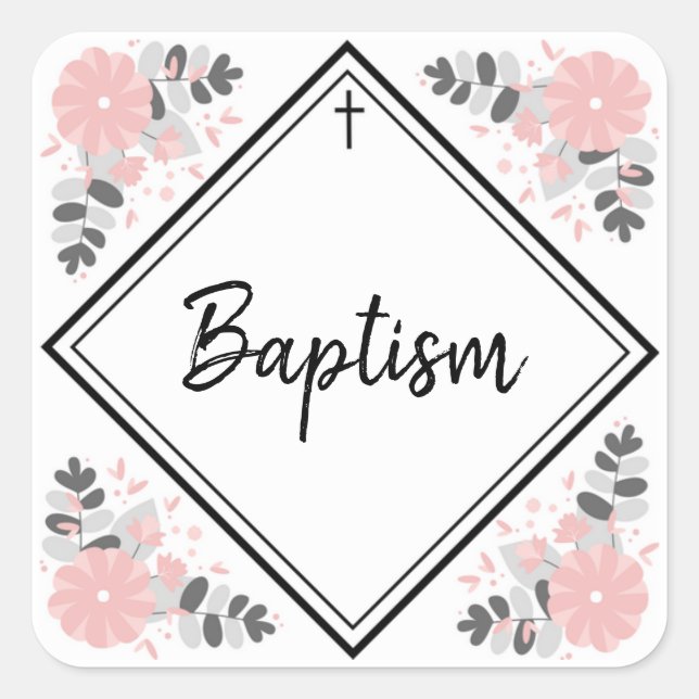 Baby Girl's Baptism Umschlag Aufkleber / Sticker (Vorderseite)