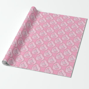 Baby Girls Birth-Footprint Herz Geschenkpapier