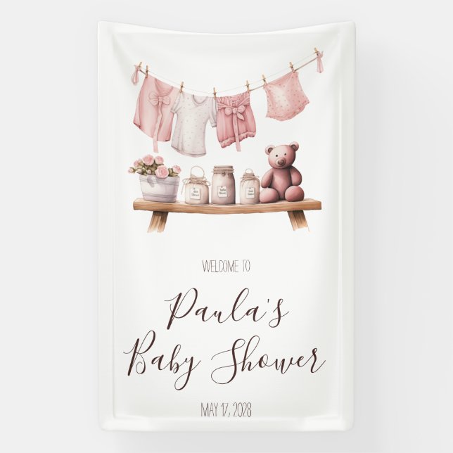 Baby Girl's Clothes Babydusche Begrüßungszeichen Banner (Vertikal)