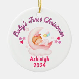 Baby Girls Erste Weihnachten Personalisiert Keramik Ornament