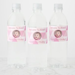 Baby Girl's First Birthday Flaschenetikett Wasserflaschenetikett