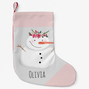 Baby Girls First Christmas Blume Snowman und Name Kleiner Weihnachtsstrumpf