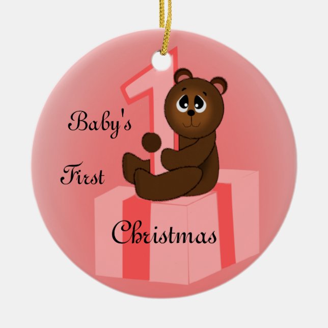Baby Girls First Christmas Keramikornament (Vorne)