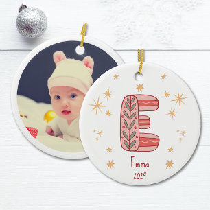 Baby Girl's First Christmas mit Initial E Keramik Ornament