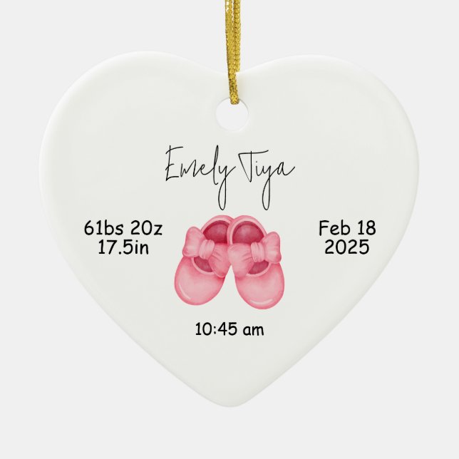 Baby Girl's First Christmas Ornament, First Keramik Ornament (Vorne)