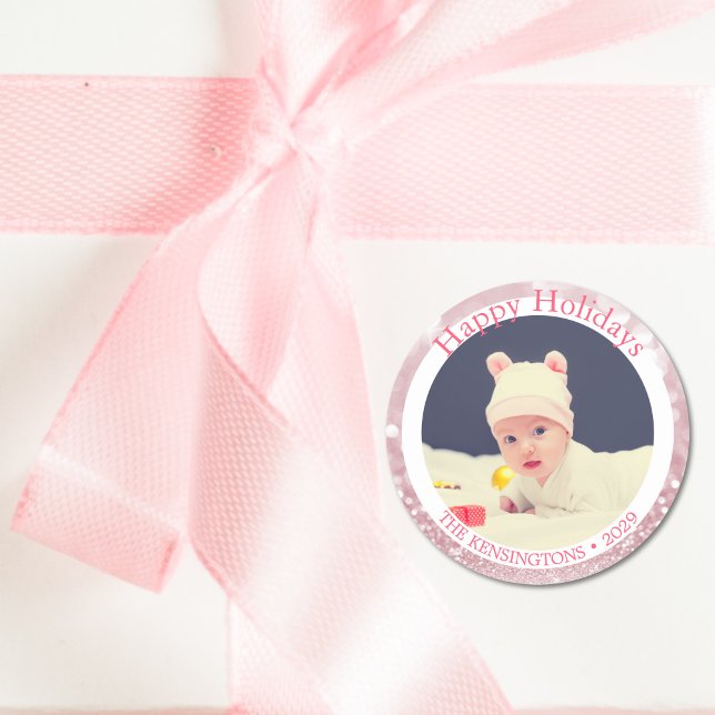 Baby Girl's First Christmas Personalisiert Sticker (Baby Girl’s First Christmas Personalized Sticker)