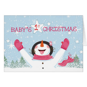 Baby Girl's First Christmas Pink Snowman