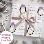 Baby Girls First Christmas Winter Pinguin Pink Geschenkpapier<br><div class="desc">Machen Sie Ihr erstes Weihnachtsfest mit personalisiertem Verpackungspapier mit einem niedlichen Winterpinguin,  Baum und Schneeflocken. Aktualisieren Sie einfach den Namen und das Jahr und vergewissern Sie sich,  dass Sie meine Sammlung für viele weitere Auswahlmöglichkeiten Karo.</div>