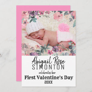 Baby Girl's First Valentine's Day Foto Card Einladung