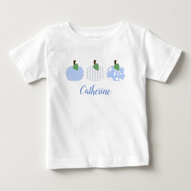 Baby Girls Light Blue Pumpkin Trio T - Shirt (Vorderseite)