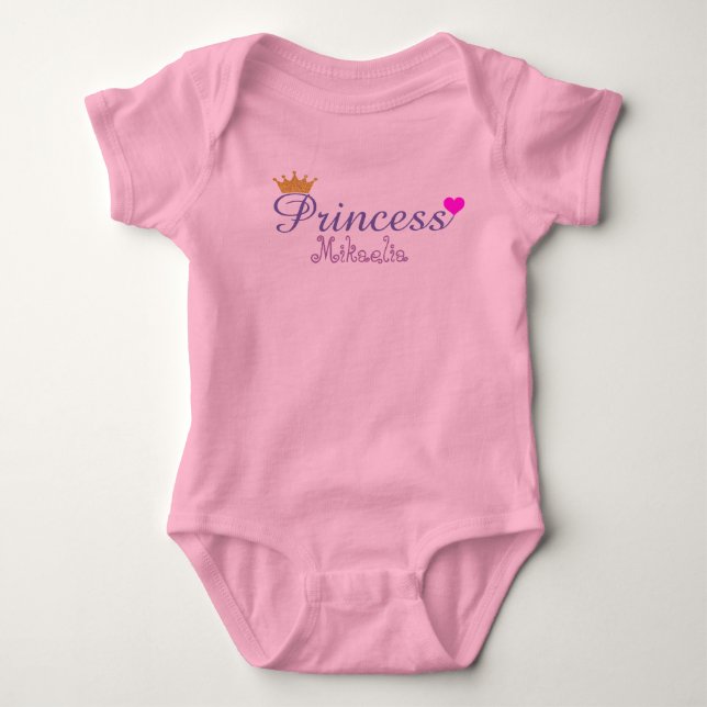Baby Girl's Pink & Gold Crown Princess Custom Strampler (Vorderseite)