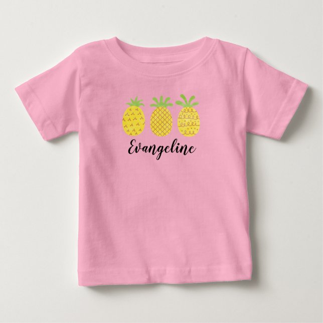 Baby Girls Watercolor Ananas Trio T - Shirt (Vorderseite)