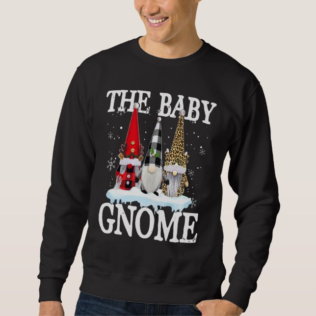 Baby Gnome Buffalo Kariert Matching Familienweihna Sweatshirt (Vorderseite)