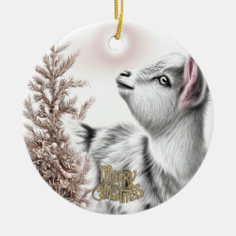 Baby Goat Christmas 16 and YOUR PHOTO Keramik Ornament
