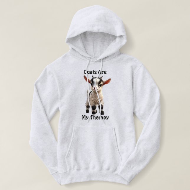 Baby Goat mit Fluffy Fur und hellen Ausdrücken Hoodie (Design vorne)