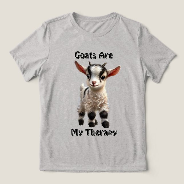 Baby Goat mit Fluffy Fur und hellen Ausdrücken Tri-Blend Shirt (Design Vorderseite)