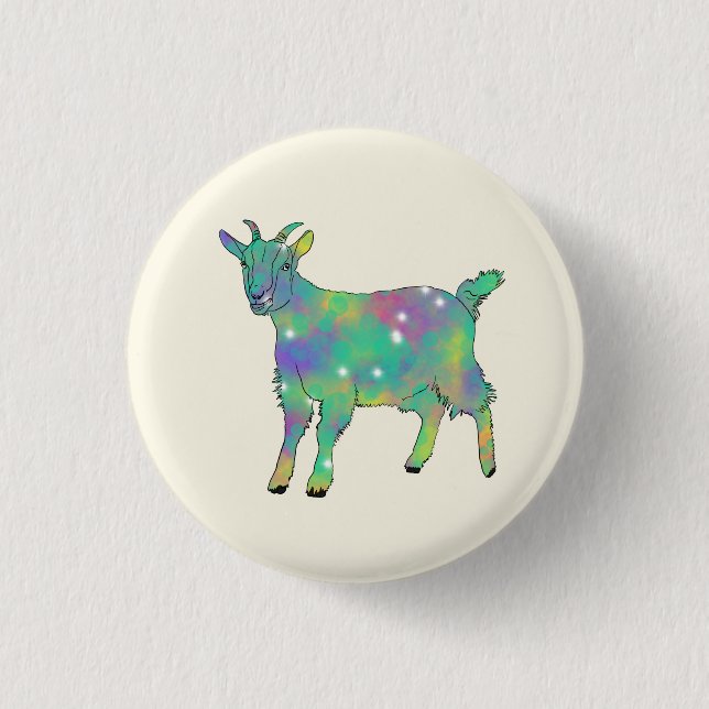 Baby Goat Niedliche grüne Funky Animal Art Button (Vorderseite)