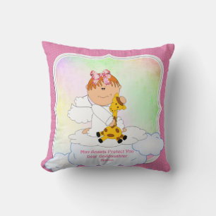 Baby Godtochter Gift Taufe Kommunion Angel Pink Kissen