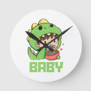 Baby Godzilla Runde Wanduhr
