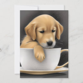 Baby Golden Retriever in a Tea Cup Graphic Dankeskarte