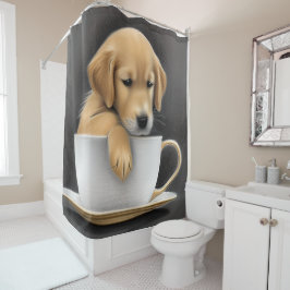 Baby Golden Retriever in a Tea Cup Graphic Duschvorhang
