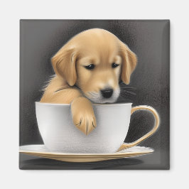 Baby Golden Retriever in a Tea Cup Graphic Magnet