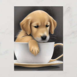 Baby Golden Retriever in a Tea Cup Graphic Postkarte