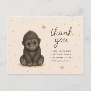 Baby Gorilla Babyparty Dankeschön Postkarte