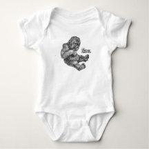 Baby-Gorilla-Strampler, hässliche Vintage-Radierun