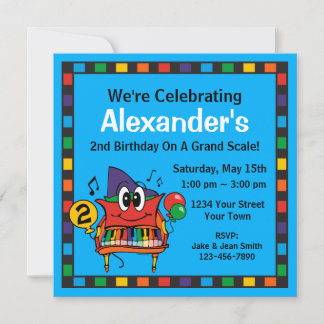 Baby Grand Piano 2. Geburtstag individuelle Einlad Einladung