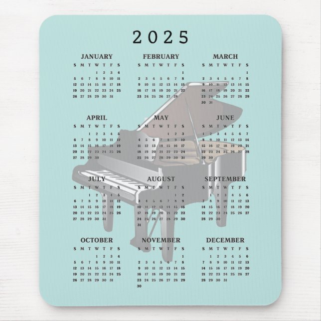 Baby Grand Piano Design 2025 Calendar Mousepad (Vorne)