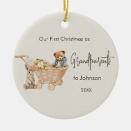 Baby Grandeltern Erstes Weihnachtsfest Foto Teddy  Keramik Ornament