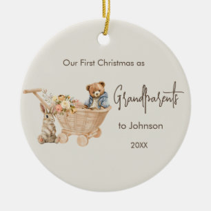 Baby Grandeltern Erstes Weihnachtsfest Foto Teddy Keramik Ornament