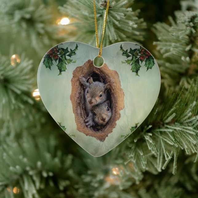 Baby Gray Eichhörnchen Weihnachten Keramik Ornament (Baum)