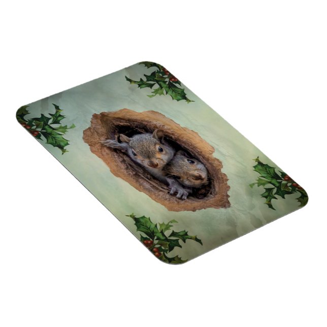 Baby Gray Eichhörnchen Weihnachten Magnet (Rechte Seite)