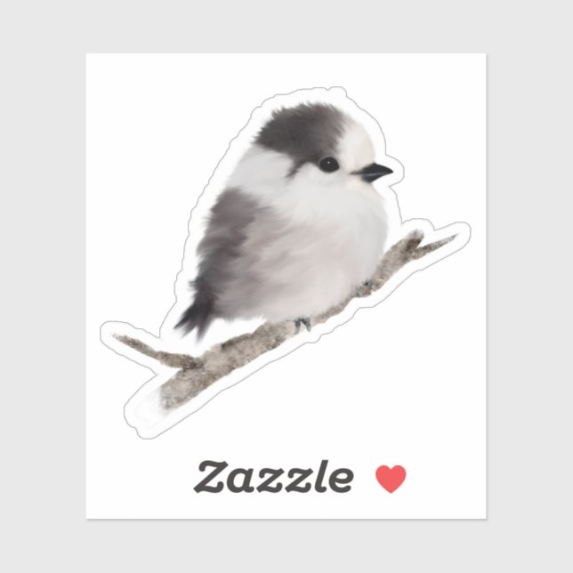 Baby Gray Jay Bird Custom-Cut Vinyl Sticker (Blatt)