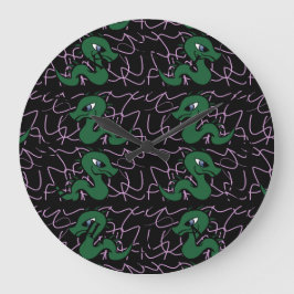 Baby Green Dragon Muster Große Wanduhr