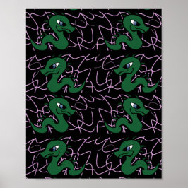 Baby Green Dragon Muster Poster