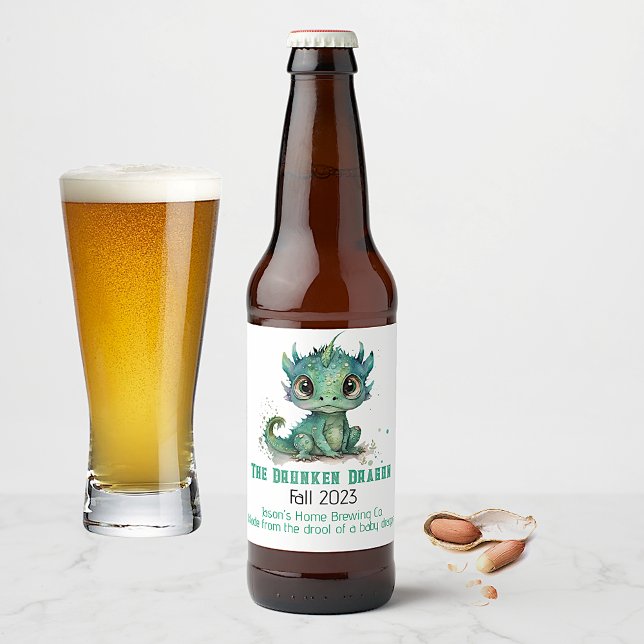 Baby green Dragon Zuhause Brew Beer Bierflaschenetikett (Von Creator hochgeladen)