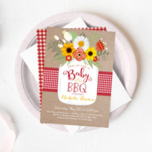 Baby GRILLEN Baby Shower Einladung, BabyQ Einladun Einladung