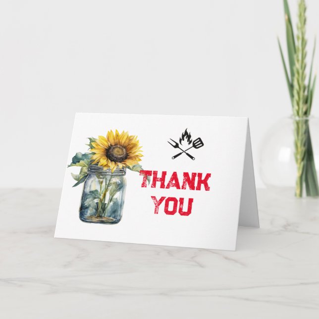 Baby GRILLEN red kariert Gingham Baby Dusche Foto Dankeskarte (Vorderseite)