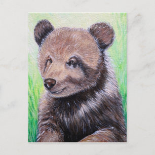 Baby Grizzly Bärenmalerei Postkarte